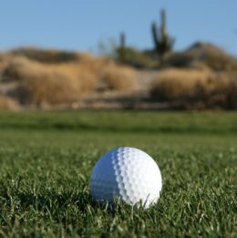 Golf ball on golf course in Arizona